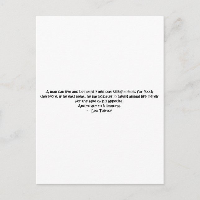 Tolstoy vegetarian quote postcard (Front)