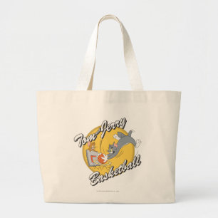 Tom and Jerry Basketball 2 Large Tote Bag