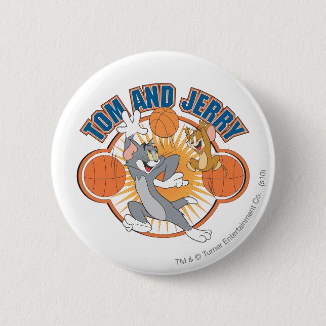 Tom and Jerry Basketball 4 6 Cm Round Badge (Front)