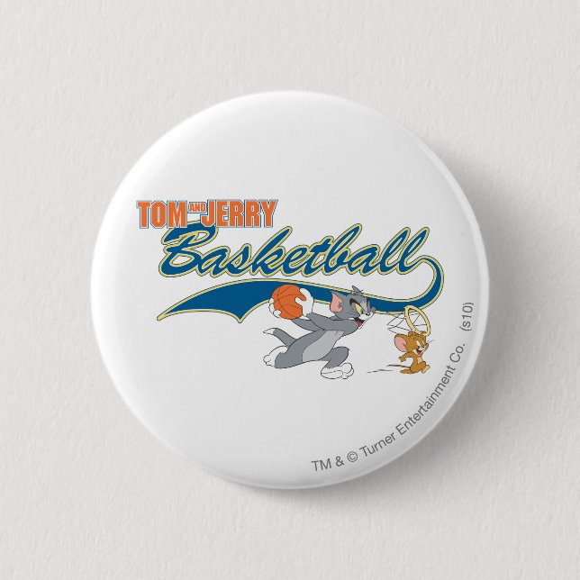 Tom and Jerry Basketball 5 6 Cm Round Badge (Front)