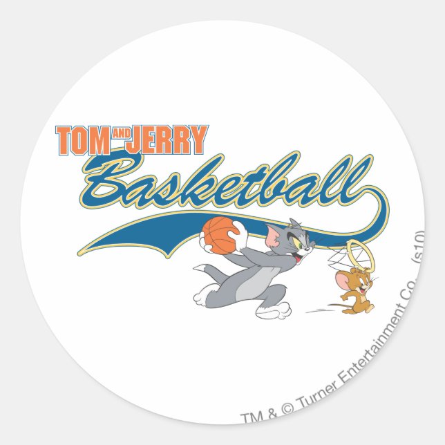 Tom and Jerry Basketball 5 Classic Round Sticker (Front)