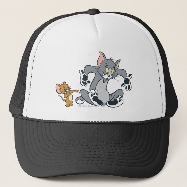 Tom and Jerry Black Paw Cat Trucker Hat (Front)