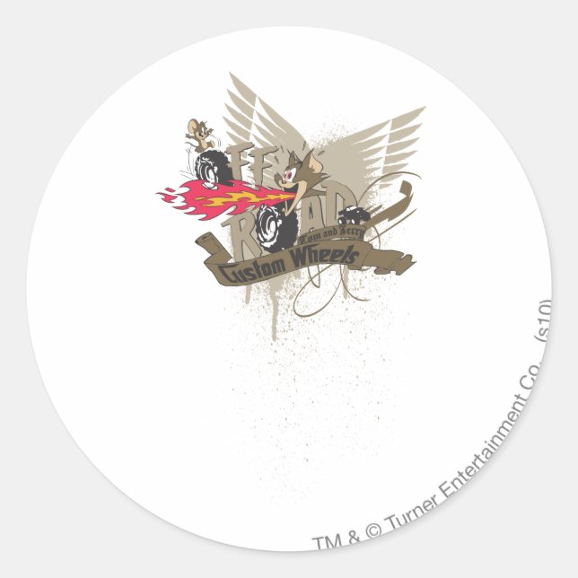 Tom and Jerry Custome Wheels Classic Round Sticker (Front)