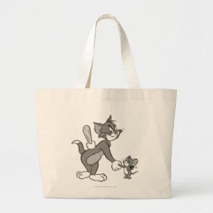 Tom And Jerry Deceitful Handshake Large Tote Bag