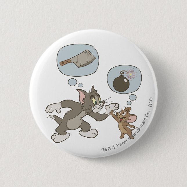Tom and Jerry Evil Thoughts 6 Cm Round Badge (Front)