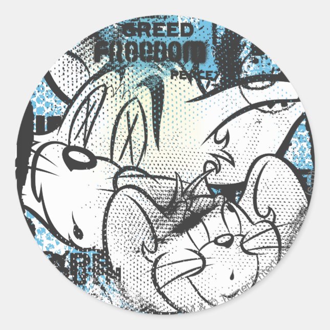 Tom and Jerry Grimey Classic Round Sticker (Front)