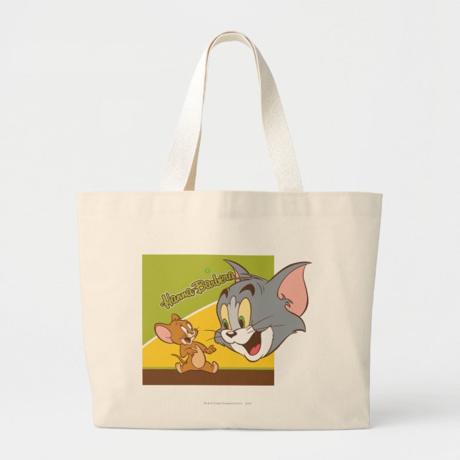 Tom and Jerry Hanna Barbera Logo Large Tote Bag (Front)