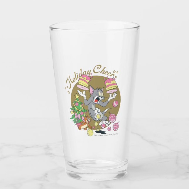Tom and Jerry Holiday Cheer Glass (Front)