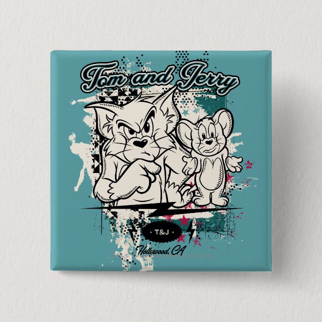 Tom and Jerry Hollywood CA 15 Cm Square Badge (Front)
