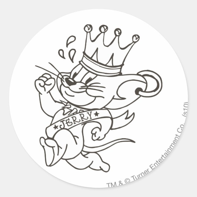 Tom and Jerry King Jerry Classic Round Sticker (Front)