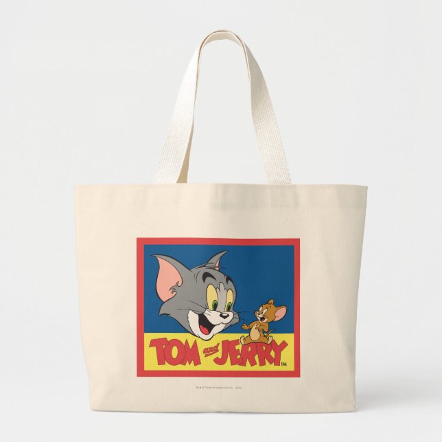 Tom And Jerry Logo Flat Large Tote Bag (Front)