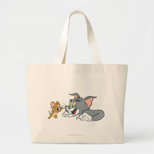 Tom and Jerry Make Faces Large Tote Bag