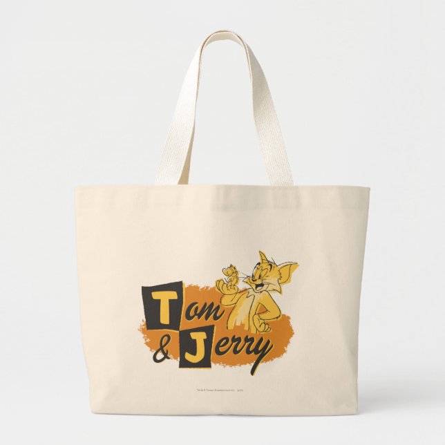 Tom and Jerry Mouse In Paw Logo Large Tote Bag (Front)