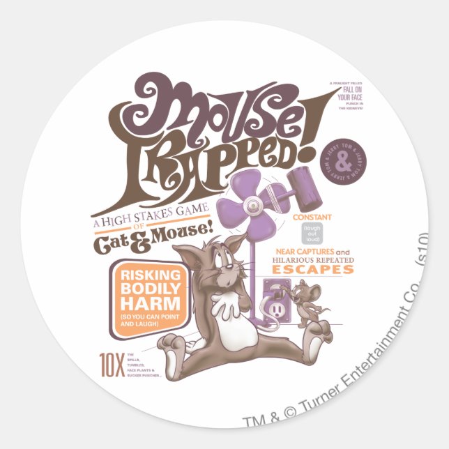 Tom and Jerry Mouse Trapped Classic Round Sticker (Front)