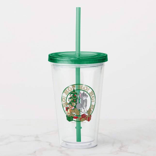 Tom and Jerry Opening Presents Acrylic Tumbler (Front)