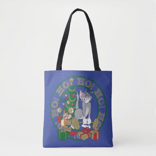 Tom and Jerry Opening Presents Tote Bag (Front)