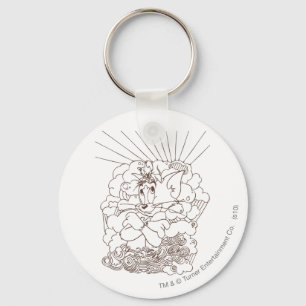 Tom and Jerry Outline Key Ring