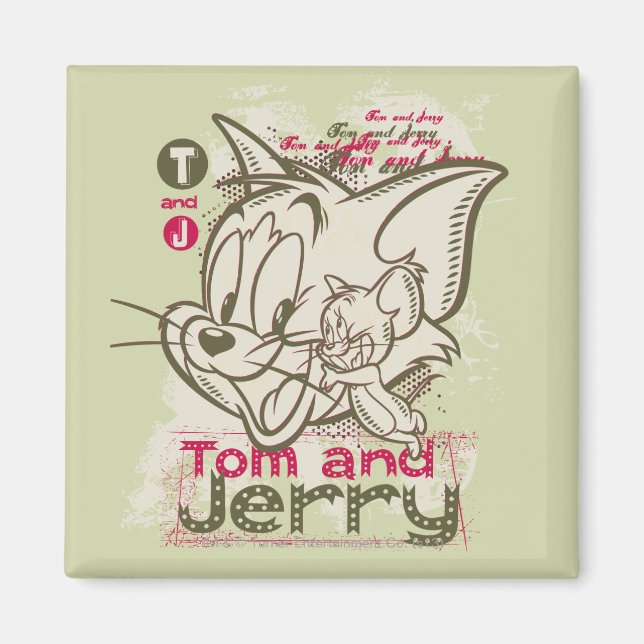 Tom and Jerry Pink and Green Magnet (Front)