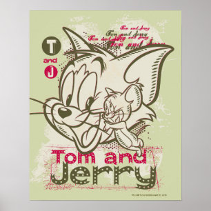 Tom and Jerry Pink and Green Poster