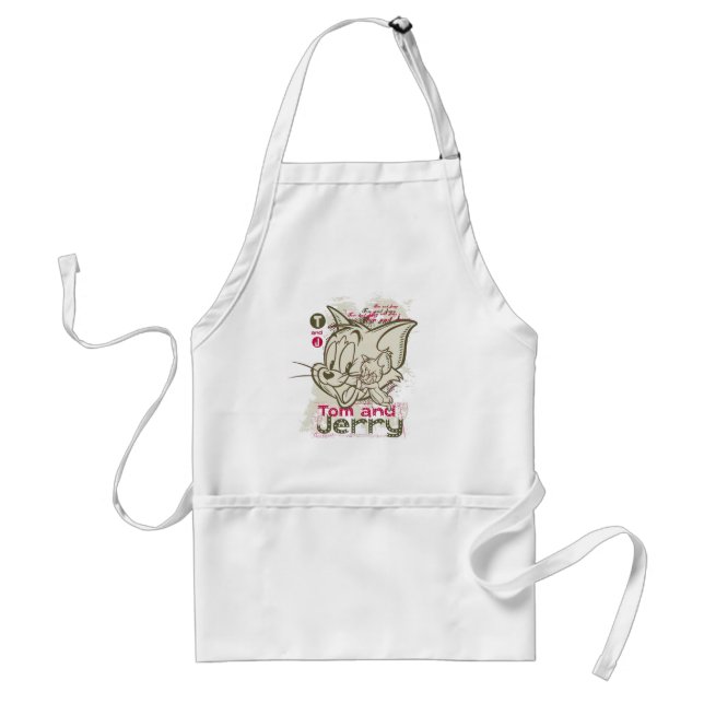 Tom and Jerry Pink and Green Standard Apron (Front)