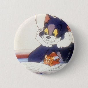 Tom And Jerry Read a Book 6 Cm Round Badge