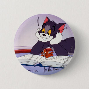 Tom And Jerry Reading Book Autographed 6 Cm Round Badge