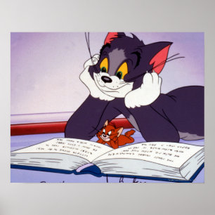 Tom And Jerry Reading Book Autographed Poster