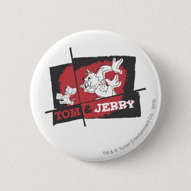 Tom and Jerry Red and Black 6 Cm Round Badge (Front)