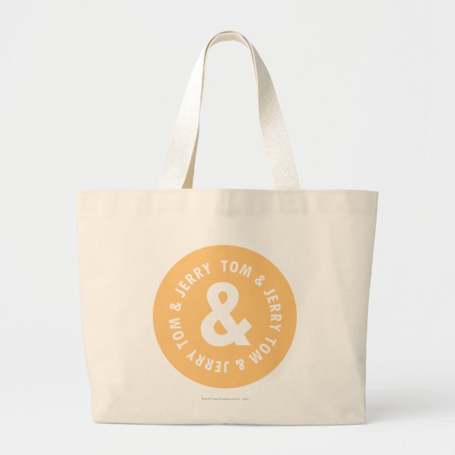 Tom and Jerry Round Logo 5 Large Tote Bag (Front)