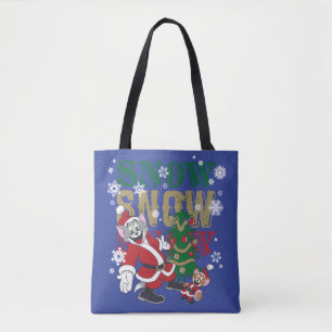 Tom and Jerry Santas By The Tree Tote Bag
