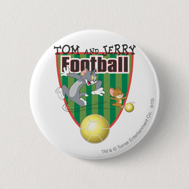 Tom and Jerry Soccer (Football) 6 Cm Round Badge (Front)