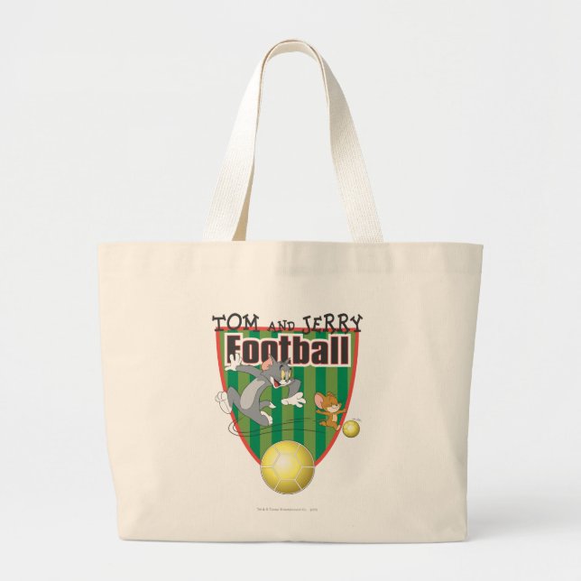 Tom and Jerry Soccer (Football) 6 Large Tote Bag (Front)
