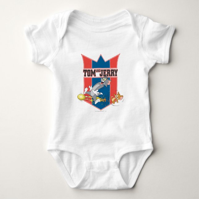 Tom and Jerry Soccer (Football) 7 Baby Bodysuit (Front)