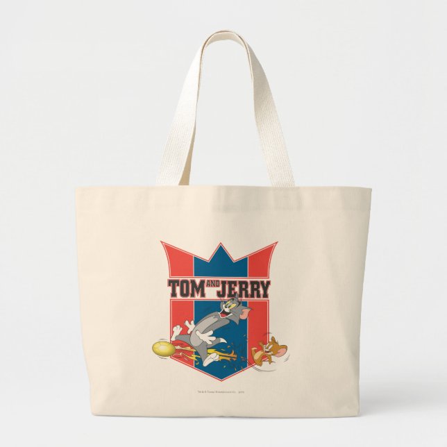 Tom and Jerry Soccer (Football) 7 Large Tote Bag (Front)