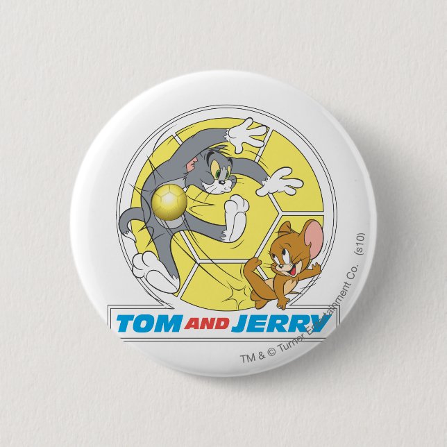 Tom and Jerry Soccer (Football) 8 6 Cm Round Badge (Front)