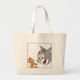 Tom and Jerry Stamp Large Tote Bag