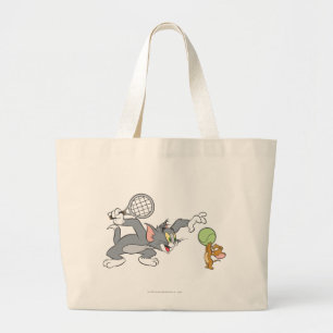 Tom and Jerry Tennis Large Tote Bag