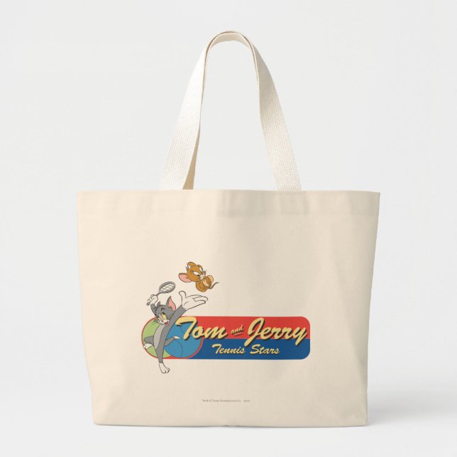 Tom and Jerry Tennis Stars 6 Large Tote Bag (Front)