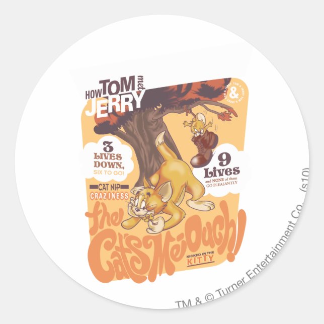 Tom and Jerry The Cats Me-Ouch Classic Round Sticker (Front)