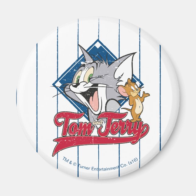 Tom And Jerry | Tom And Jerry On Baseball Diamond Magnet (Front)