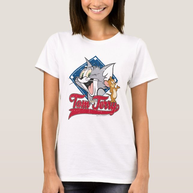 Tom And Jerry | Tom And Jerry On Baseball Diamond T-Shirt (Front)