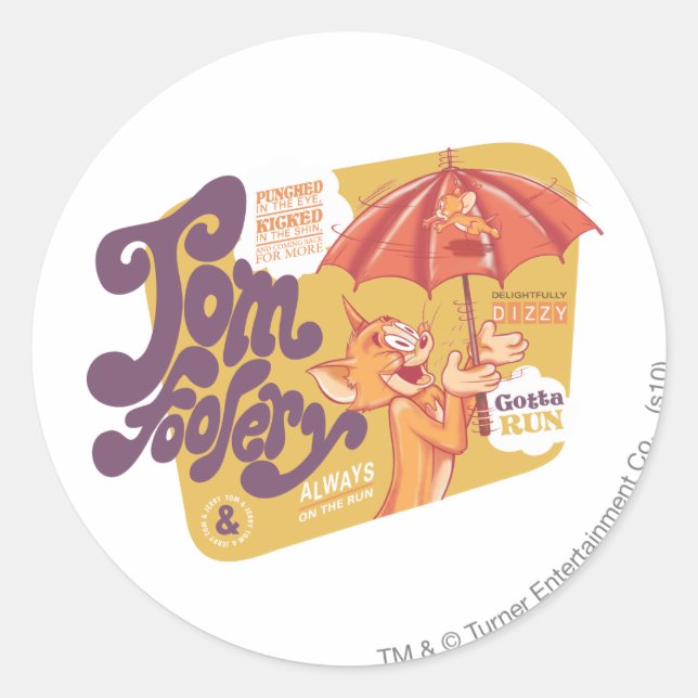 Tom and Jerry Tom Foolery Classic Round Sticker (Front)