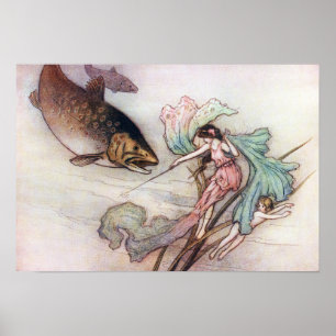 Tom and the Trout by Warwick Goble Poster