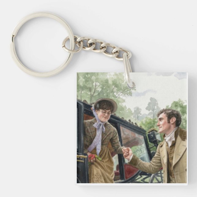 Tom handing Mary out of a carriage Key Ring (Front)