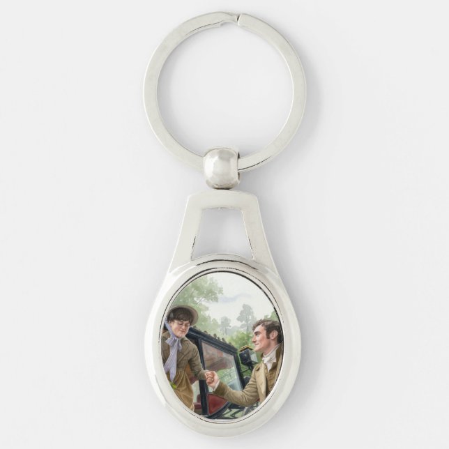 Tom handing Mary out of a carriage Key Ring (Front)