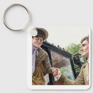 Tom handing Mary out of a carriage Key Ring