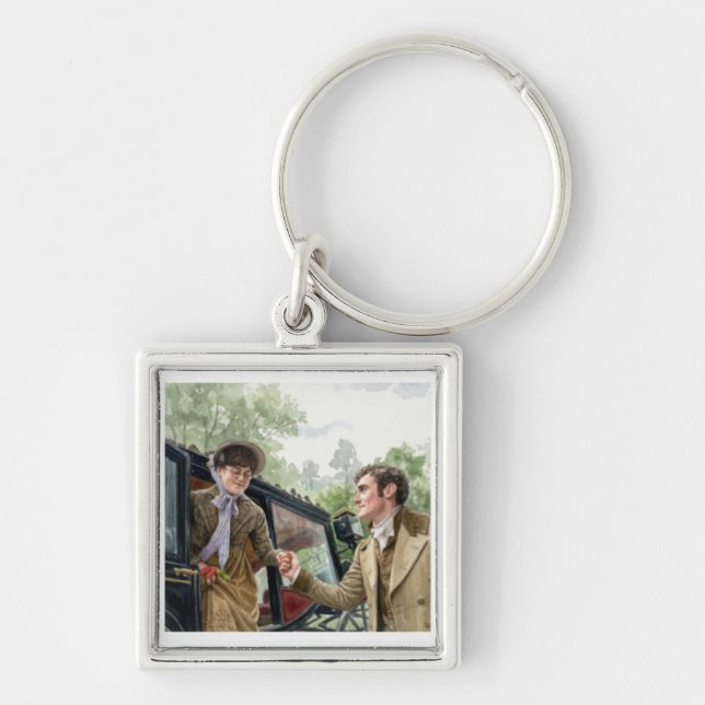 Tom handing Mary out of a carriage Key Ring (Front)