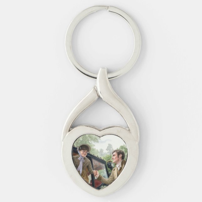 Tom handing Mary out of a carriage Key Ring (Front)