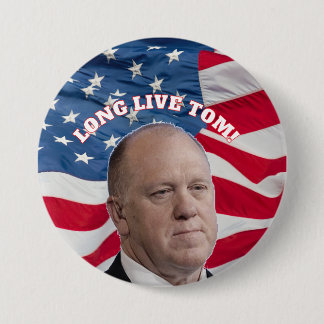 Tom Homan Button with flag waving behind