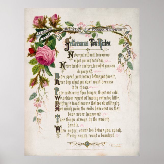 TOM JEFFERSON'S 10 RULES 1873 POSTER (Front)
